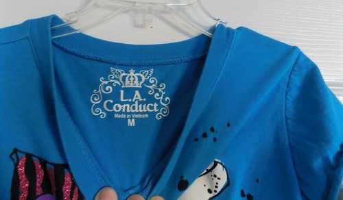 Girl's Blue L.A. Conduct Mock Long Sleeve Tennis Shoe Theme Shirt Size M Or 7 - Picture 3 of 4