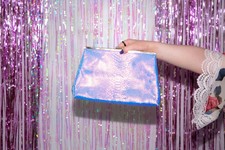 Iridescent Mermaid Shimmer Snake Print Embossed Clutch Bag Party Prom Wedding
