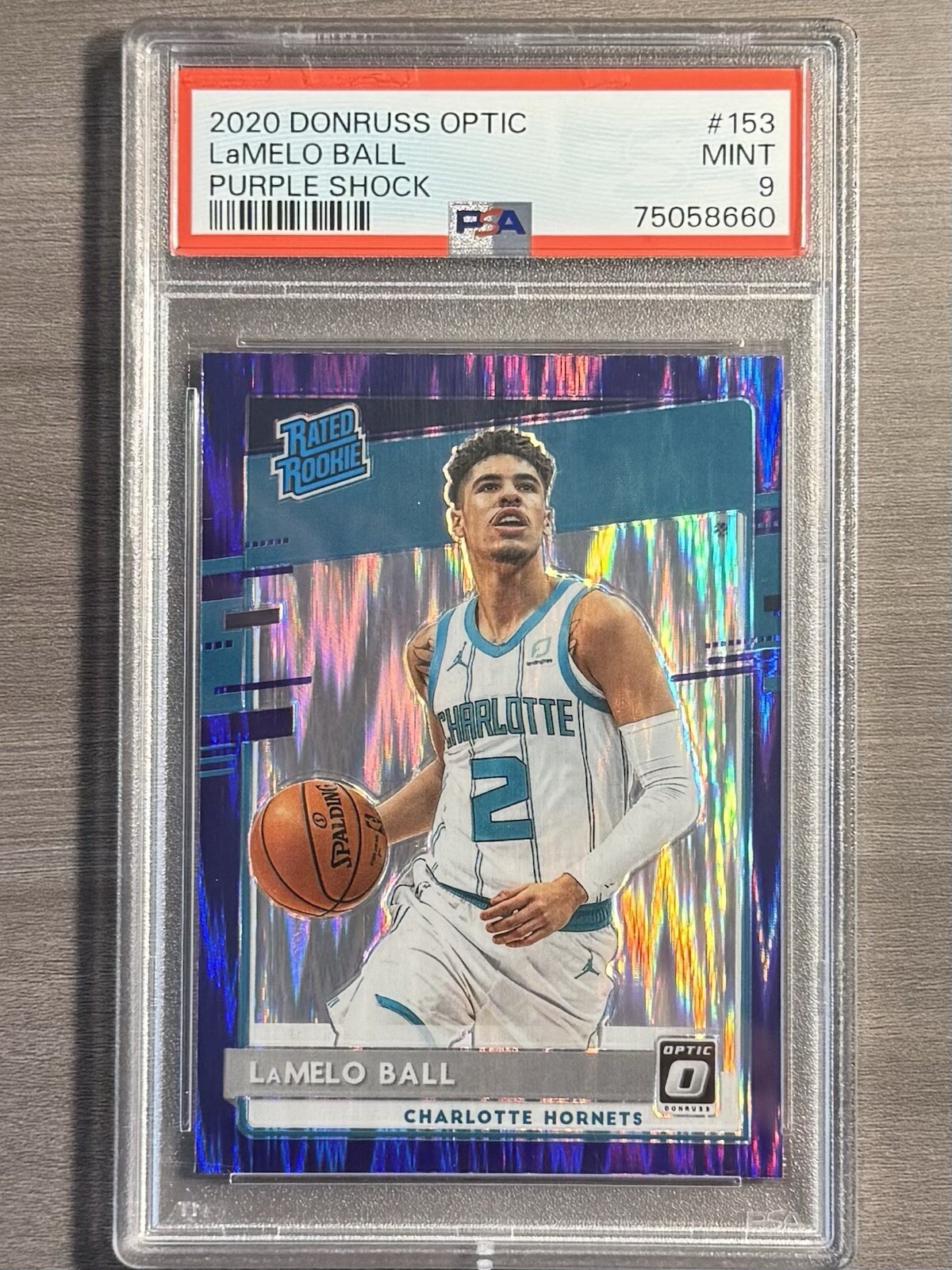 2020 Optic LaMelo Ball #153 - Purple Shock - Rated Rookie - PSA 9 Mt