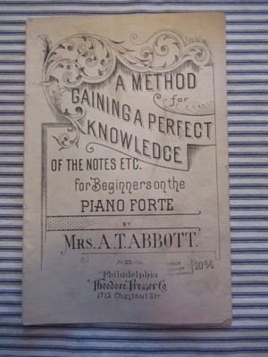 Antique Sheet Music 1893 A Method for Gaining Perfect Knowledge of the Notes