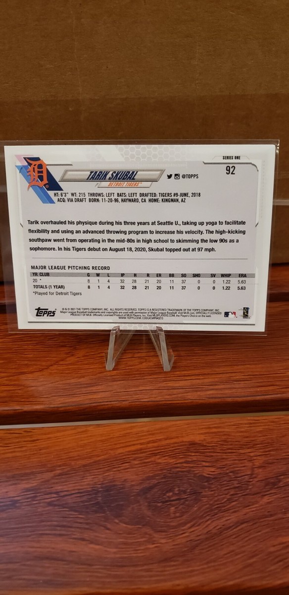 2021 Topps Series 1 Baseball Tarik Skubal - Rookie Card - Detroit