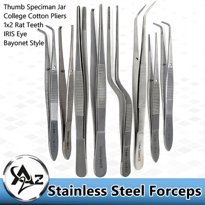 Dental Tweezers Cotton & Dressing Forceps Tissue Pliers Surgical Serrated Tip