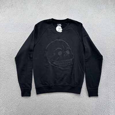 Cheap Monday Embroidered Skull Logo Black Sweatshirt in Men s Size Medium NEW
