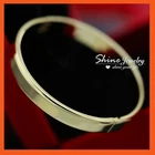 9K GOLD FILLED LADIES SOLID 8MM Hinged Round Bangle Comfort Band BRACELET 60MM
