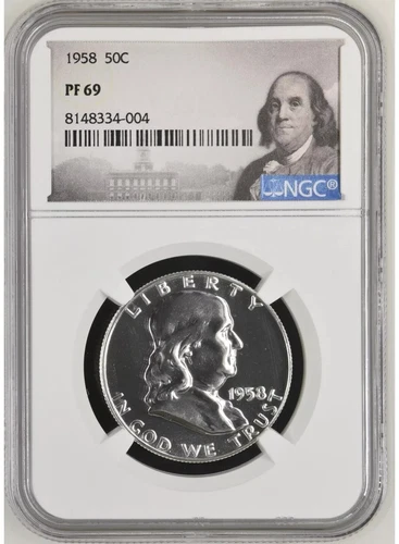 1958 Silver Franklin Half Dollar 50C NGC PF69
