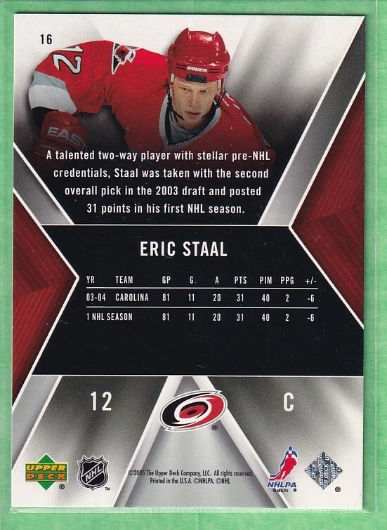 2005-06 SPx #16 Eric Staal Carolina Hurricanes - Image 2 of 2