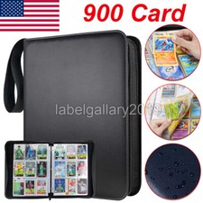 900 Card Pocket Binder with Zipper 9 Pocket Trading Cards Album Folder Black US