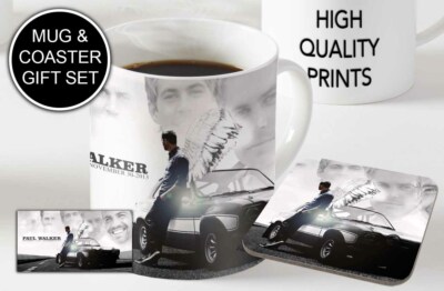 Paul Walker Fast and Furious RIP - Keramik Kaffee/Teebecher + passender Untersetzer 