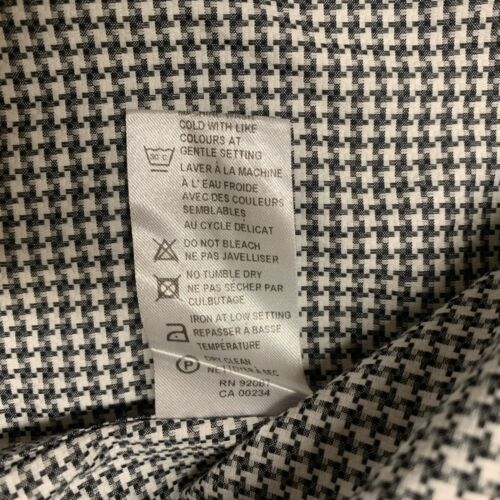 Saks Fifth Avenue Men Shirt 16 1/2 Gray Houndstooth Print Long Sleeve Button Up - Picture 16 of 18