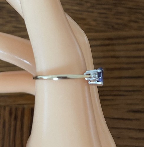 Anello a grappolo tanzanite e diamanti oro giallo 9 carati, Regno Unito o 1/2, taglia UE 55 1/2 - Foto 4 di 6