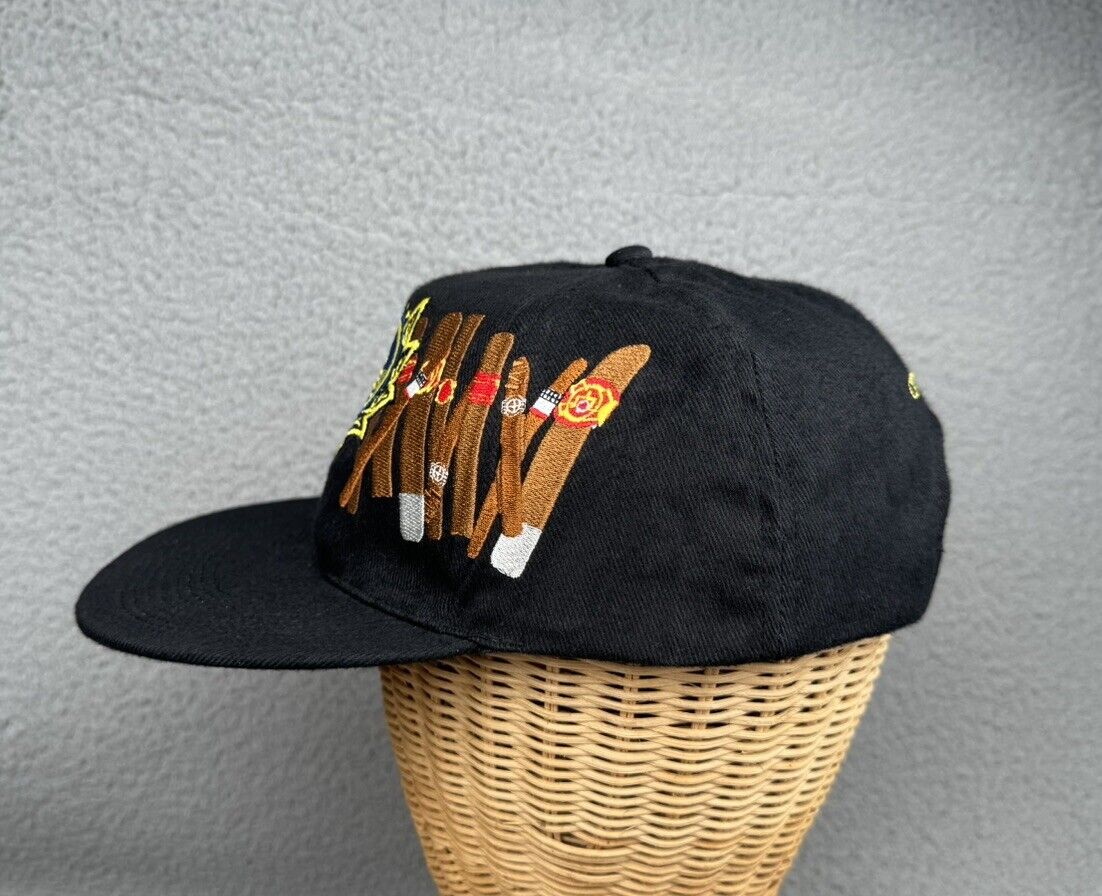 Vintage Cigar Maven Hat Cap Snapback Black Embroidered