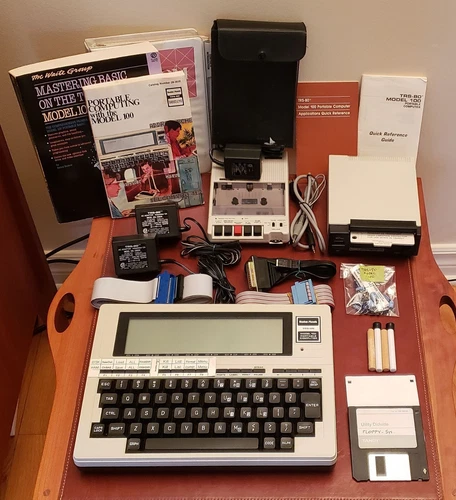TRS-80 Model 100 AMAZING BUNDLE w/ Floppy Drv- recapped/restored/upgraded/tested