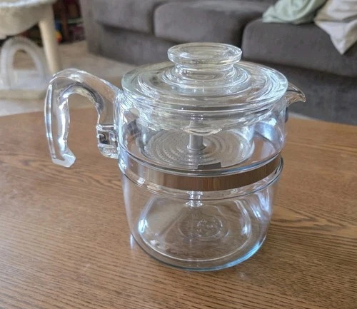 Vintage Pyrex Flameware 7756-B Glass Percolator 6 Cup Coffee Pot - Complete
