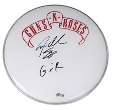 Steven Adler Guns N' Roses Signed Autograph 12" Drumhead Drummer Beckett COA