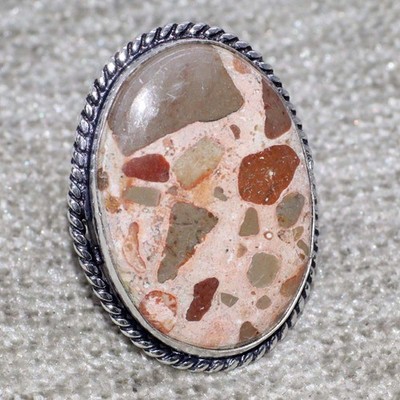 Asteroid Jasper 925 Silver Plated Handmade Ring US 7.5 Valentine Gifts JW