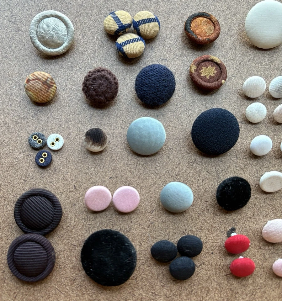 Assorted Color & Sizes | Retro & Modern Fabric Decorative Buttons Collection - Image 2 of 3