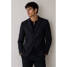 John Varvatos Collection Black Textured Wool Blend Blazer 46R Tailored Jacket