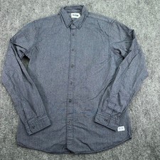 Scotch Soda Shirt Mens Large Blue Grey Amsterdams Blauw Slim Button Down STAIN