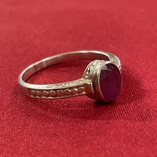 Sterling Silver 925 Oval Ruby Ring Size 10
