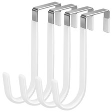 Over The Door Hooks 4 Pack White Rubber Coated No Scratch Heavy Duty New Sale