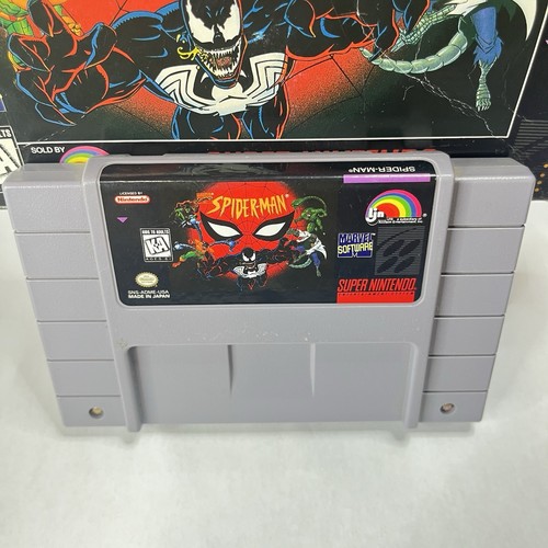 Spider-Man (Super Nintendo SNES) Complete W Poster - Tested - Authentic - Clean - Picture 9 of 12
