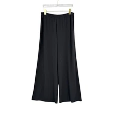 Bob Mackie M PETITE Black Wide Leg Pull On Comfortable Travel Palazzo Pants