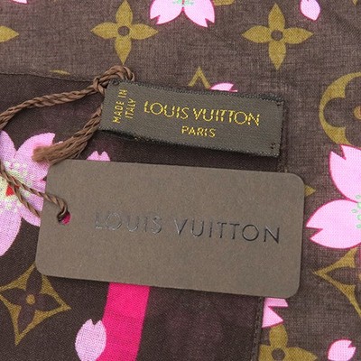 Louis Vuitton Scarf LV x TM Cherry Blossom Cotton Brown Pink