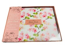 Floral Guest Book Wedding - Peach/pink White- Includes Christian Verses 8x7 In
