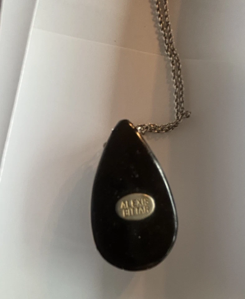 Colar pingente Alexis Bittar cristais tom azul e lucite fosco. Com bolsa - Imagem 4 de 4