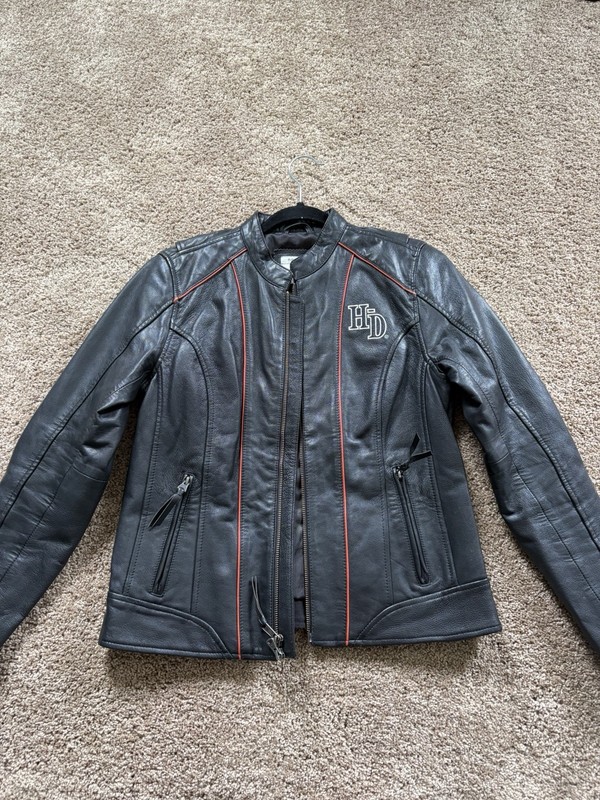 Harley Davidson Women’s Epoch Leather Jacket Black Orange Size Medium