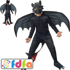Image of Rubies Official How to Train Your Dragon 2 Toothless Night Fury Kids Costume New
