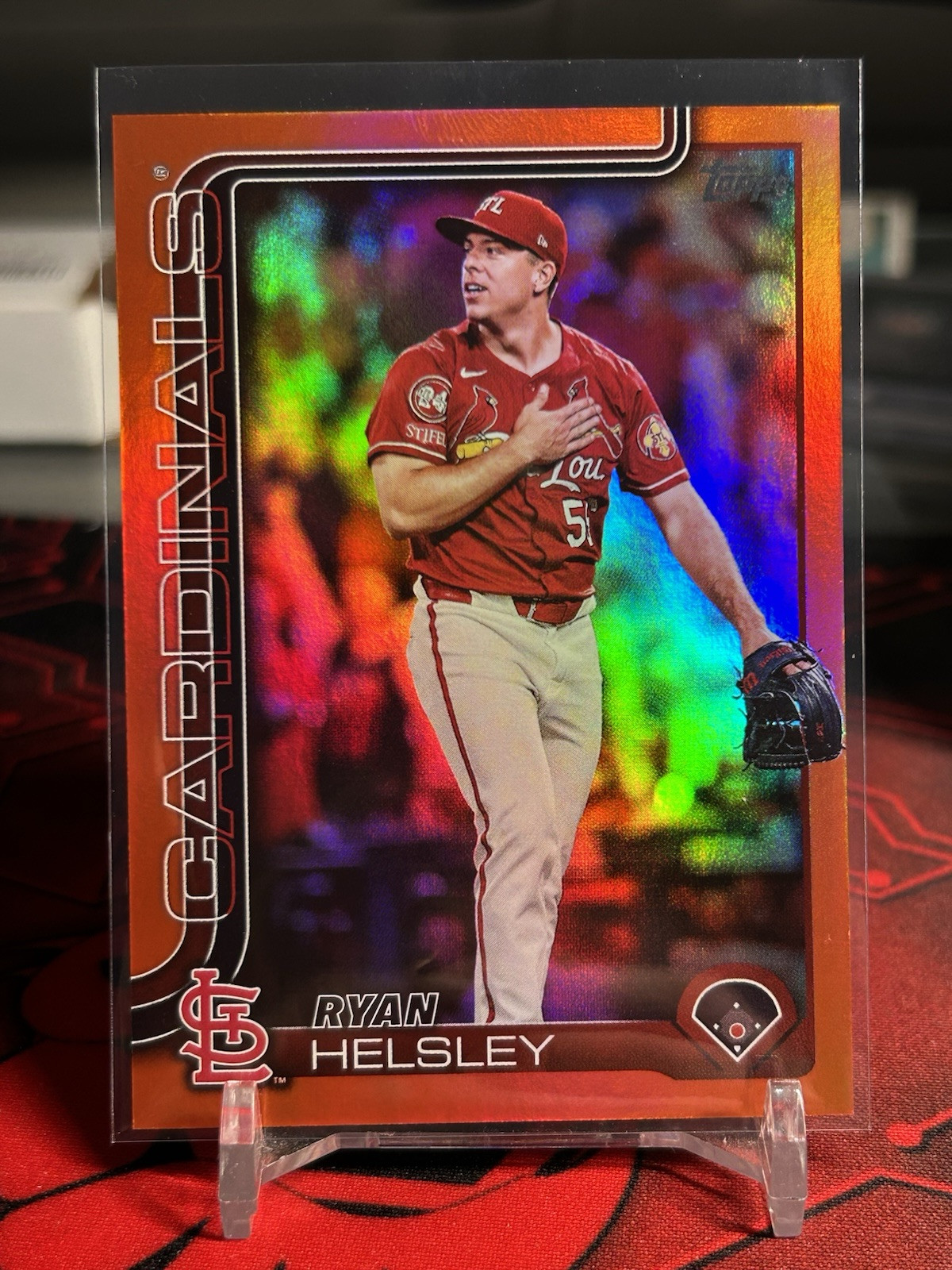 2025 TOPPS SERIES 1 RYAN HELSLEY ORANGE FOIL BASE #241 CARDINALS 07/25
