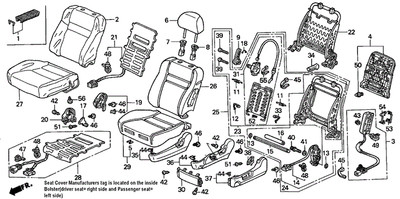 Genuine Honda Frame L Front Seat-Back (Tachi-S/Setex) 81526-SDB-A62 QTY 1