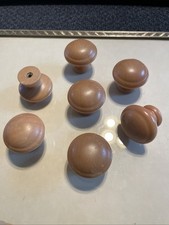 Lot of 7 Round Mushroom Wood Knob Drawer/Cabinet Pulls 1.25" Replacements