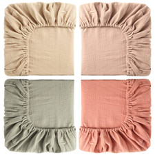 Gerrii 4 Pcs Mini Crib Sheets 24x38 Cotton Breathable Fitted Toddler Bed