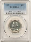 1937 PROOF WASHINGTON QUARTER - PCGS PR-63, WHITE!