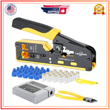 RJ45 Crimp Tool Kit Pass Through Ethernet Crimper Kit Cat5 Cat6 Cat7 Crimping...
