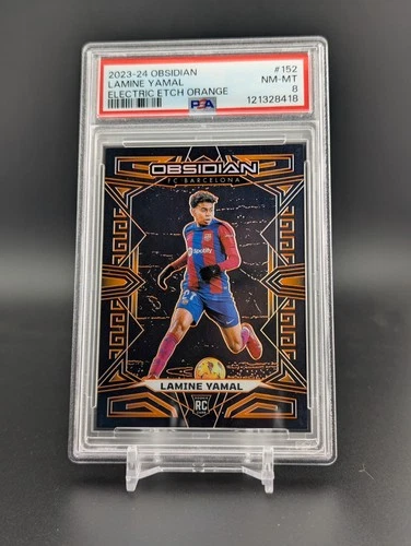 Lamine Yamal 2023-24 Panini Obsidian #152 Electric Etch Orange /40 Rookie PSA 8