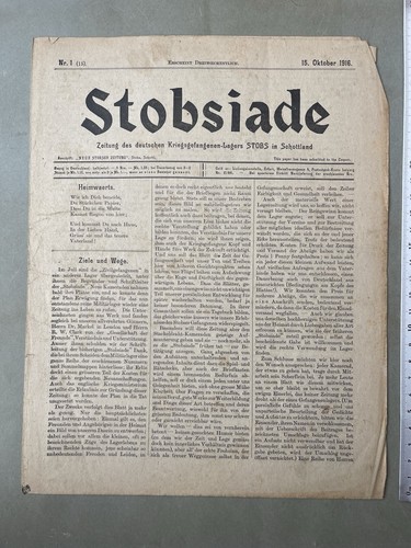 Original WW1 German Scottish Stobs POW Camp Stobsiade Newspaper October 1916