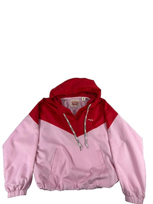 Kappa Women s Pink Red Hooded Windbreaker Jacket Crop Lightweight