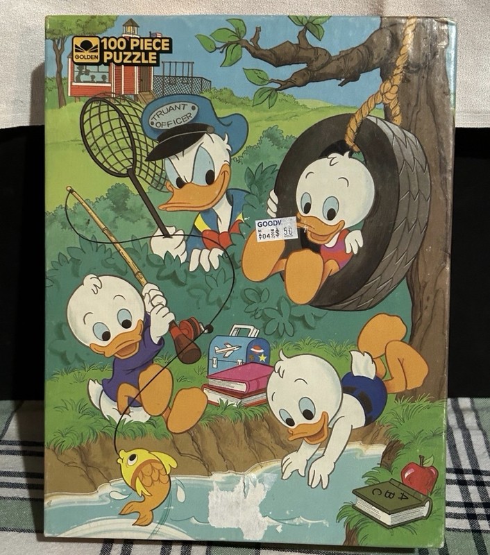 Vintage Golden Disney Donald Duck 100-Piece Puzzle Fishing Scene with Nephews