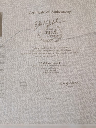 Edna Hibel Golden Laurels Collection "A Golden Thought" Art Limited Edition COA - Picture 3 of 4