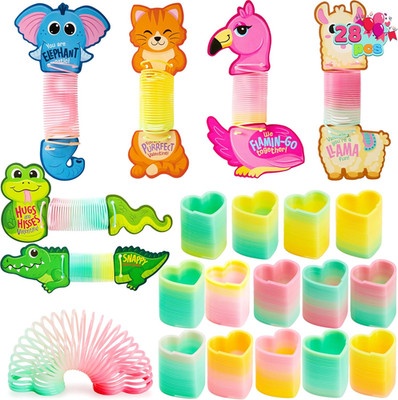 28 Pack Valentines Animal Cards with Heart Spring Toys Classroom Favors Gift Set