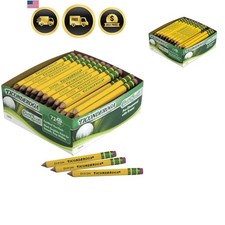 Golf Pencils With Erasers, HB Lead, Yellow, Pack Of 72