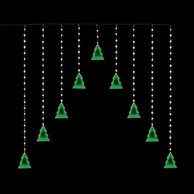 VALUELIGHTS Christmas Tree Infinity Curtain Lights Warm White LEDs Xmas Multi-Action 1.2M
