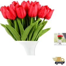 Artificial Tulips Bridal Wedding Festival Decor Bouquet Real Touch PU Flower ...