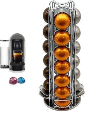 Kaffeekapselhalter für Nespresso Vertuo Pods, Vertuoline (Silber 28 Pods)