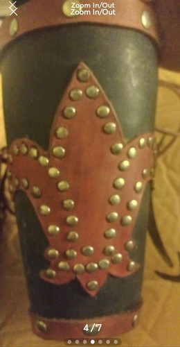 Leather Gauntlet Wrist Protectors Set Handmade "Le Fleur" Symbols... - Picture 3 of 7