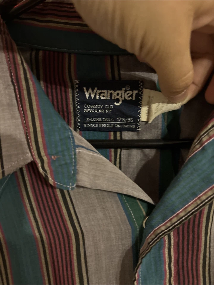 Camisa Wrangler Para Hombre Vintage Brushpopper Manga Larga Púrpura, 17.5/35, Perla Snap Foto 2 de 4