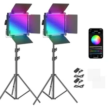 Neewer 2-Pack 660 Pro Rgb Led Video Light And Stand Kit, App Controlled, 50W, 3_